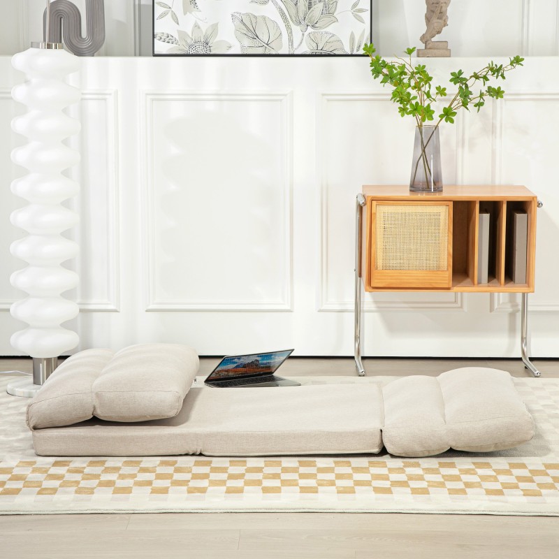 Lattianojatuoli ja varavuode 3-in-1, säädettävä selkänoja, 70 x 72 x 56 cm, beige