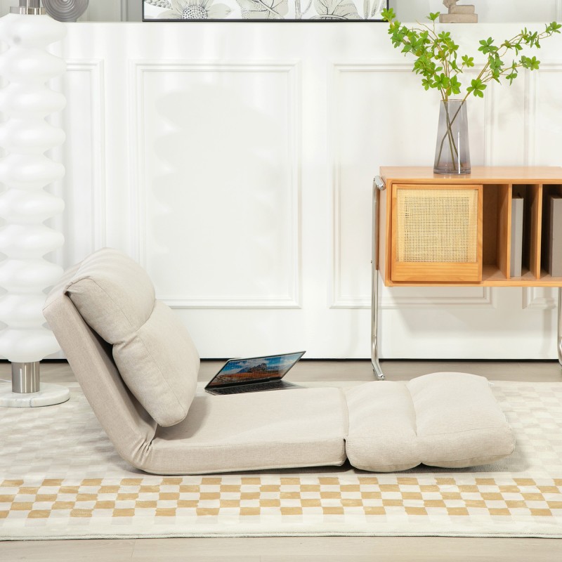 Lattianojatuoli ja varavuode 3-in-1, säädettävä selkänoja, 70 x 72 x 56 cm, beige