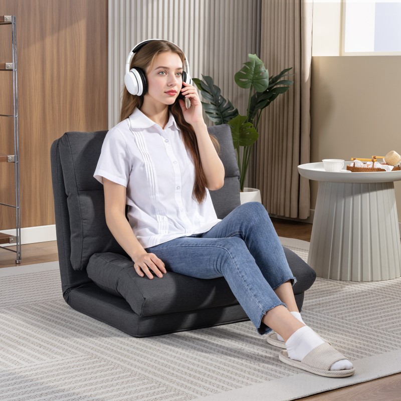 Lattianojatuoli ja varavuode, säädettävä selkänoja, taittuva, 70 x 72 x 56 cm, tummanharmaa