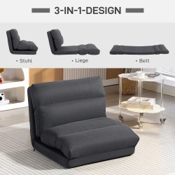 Lattianojatuoli ja varavuode, säädettävä selkänoja, taittuva, 70 x 72 x 56 cm, tummanharmaa