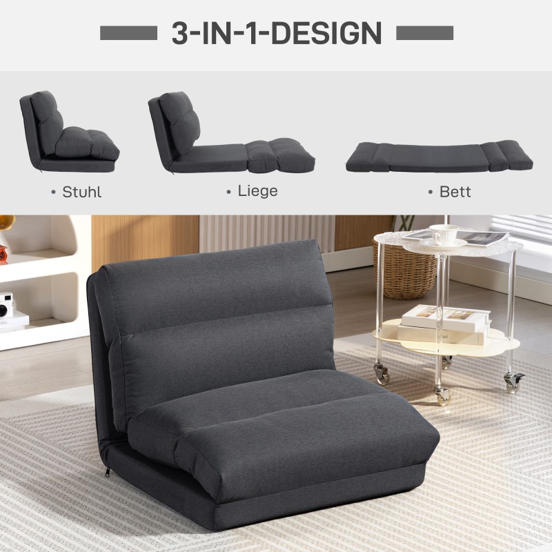 Lattianojatuoli ja varavuode, säädettävä selkänoja, taittuva, 70 x 72 x 56 cm, tummanharmaa