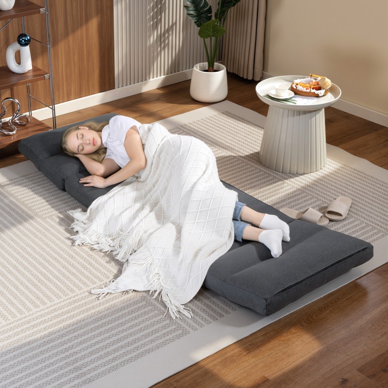 Lattianojatuoli ja varavuode, säädettävä selkänoja, taittuva, 70 x 72 x 56 cm, tummanharmaa