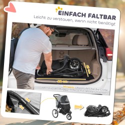 Lemmikkirattaat pienille koirille ja kissoille, ilmakumirenkaat, taittuvat, harmaa