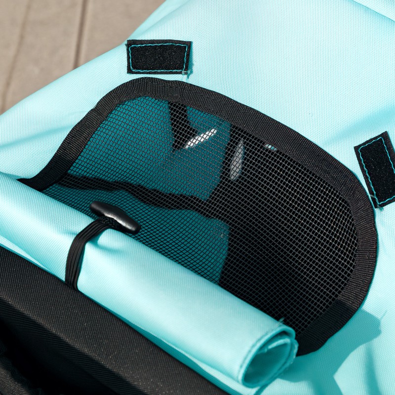 Lemmikkirattaat pienille koirille ja kissoille, ilmakumirenkaat, kokoontaittuvat, turkoosi