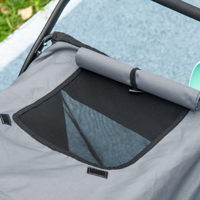 Koiranrattaat keskikokoisille ja suurille koirille, teräsrunko, taittuvat, harmaa/musta