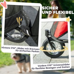 Lemmikkirattaat koiralle ja kissalle, teräsrunko, kokoon taitettava, punainen/musta