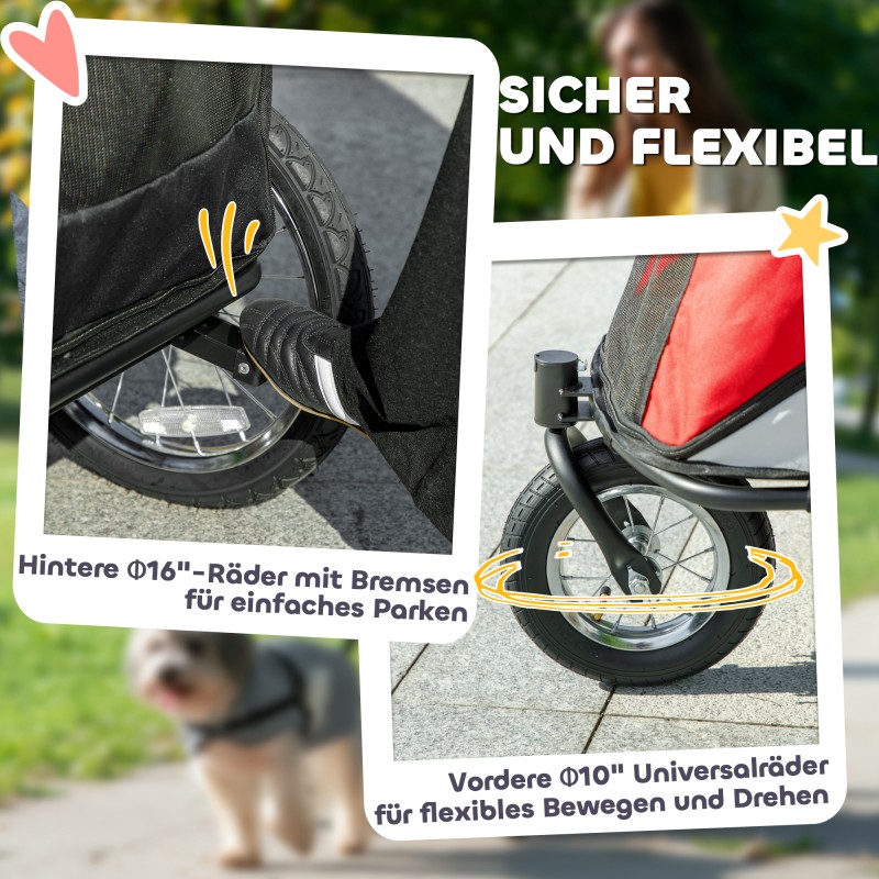 Lemmikkirattaat koiralle ja kissalle, teräsrunko, kokoon taitettava, punainen/musta