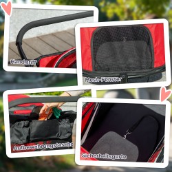 Lemmikkirattaat koiralle ja kissalle, teräsrunko, kokoon taitettava, punainen/musta