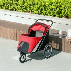 Lemmikkirattaat koiralle ja kissalle, teräsrunko, kokoon taitettava, punainen/musta