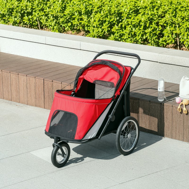 Lemmikkirattaat koiralle ja kissalle, teräsrunko, kokoon taitettava, punainen/musta