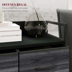 Säilytyskaluste 4 kangaslaatikolla, teräsrunko ja MDF-taso, 60 x 29 x 85 cm, musta, industrial design