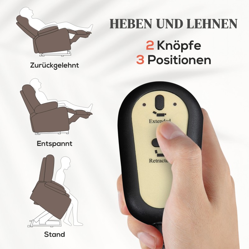 Sähkökäyttöinen nousutuoli hieronta- ja lämmitystoiminnoilla 90x93x110 cm ruskea