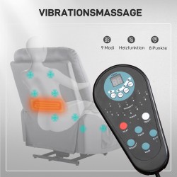 Sähköinen lepotuoli ylösnousuavulla, lämpö- ja hierontatoiminto, kaukosäädin, tummanharmaa