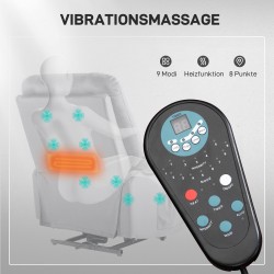 Sähkökäyttöinen lepotuoli nousuavulla ja hieronta- sekä lämpötoiminnolla, 90x93x110 cm, vaaleanharmaa