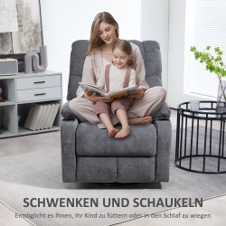 Lepotuoli jalkatuella ja keinutoiminnolla, teräsrunko, 88x96x108 cm, tummanharmaa