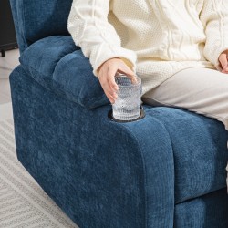 Lepotuoli jaloilla ja jalkatuella, kääntyvä ja keinutoiminto, teräsrunko 88x96x108 cm, tummansininen