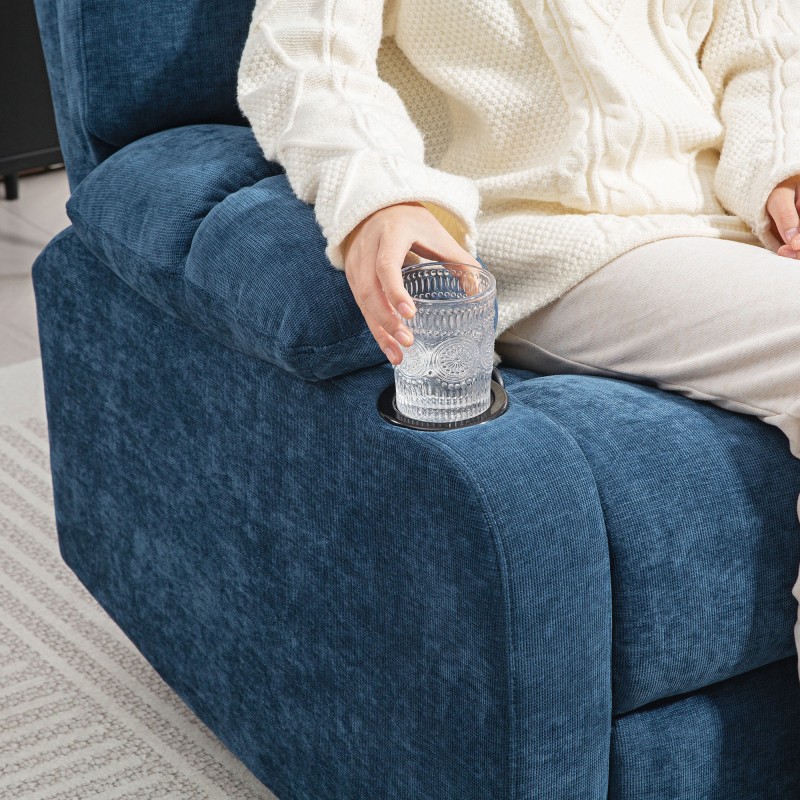 Lepotuoli jaloilla ja jalkatuella, kääntyvä ja keinutoiminto, teräsrunko 88x96x108 cm, tummansininen