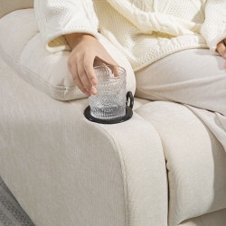 Lepotuoli jalkatuella, keinutoiminto ja 360° kääntö, teräsrunko 88x96x108 cm, beige