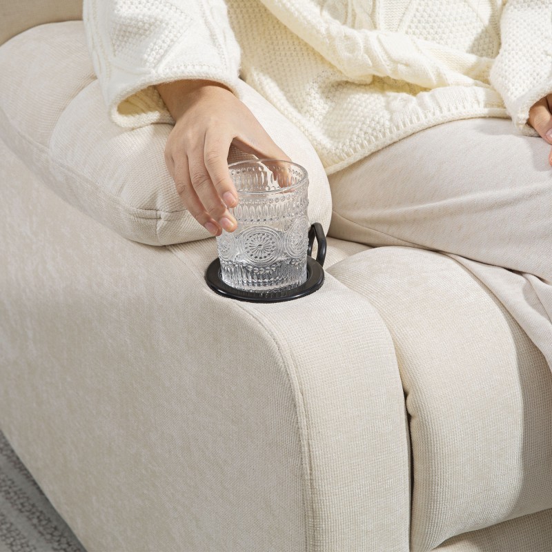 Lepotuoli jalkatuella, keinutoiminto ja 360° kääntö, teräsrunko 88x96x108 cm, beige