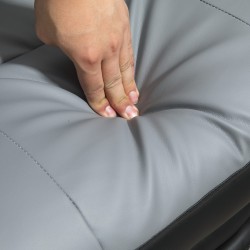 Ergonominen työtuoli keinonahkaa, kallistuva ja korkeussäädettävä, 63x71x123–129 cm, vaaleanharmaa/musta