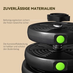 2-in-1 käsipaino- ja levytankosetti 30 kg, säädettävä, teräs/muovi, musta/vihreä