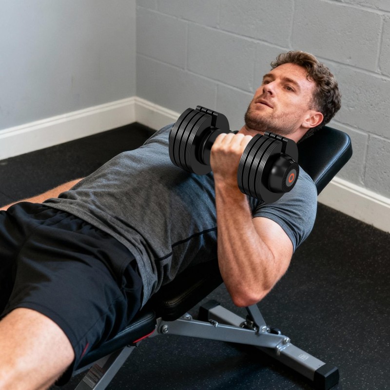 Säädettävä käsipaino kotitreeniin 6–20 kg, teräs ja muovi, liukumaton kahva, musta, yksittäinen