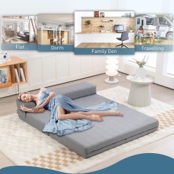 Taitettava lepotuoli vuodeominaisuudella, vierasvuode, 138x80x50 cm, kantavuus 250 kg, harmaa