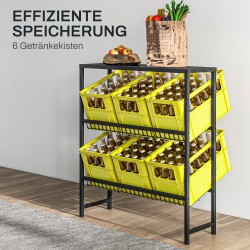 Metallinen juomakori- ja säilytyshylly, säädettävä, 103 x 33 x 113,5 cm, 210 kg, musta