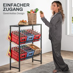 Metallinen juomakori- ja säilytyshylly, säädettävä, 103 x 33 x 113,5 cm, 210 kg, musta