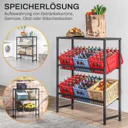 Metallinen juomakori- ja säilytyshylly, säädettävä, 103 x 33 x 113,5 cm, 210 kg, musta