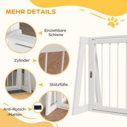 Koiraportti pienille koirille, vapaasti seisova säädettävä puuportti 71–190x38,5x56 cm, valkoinen