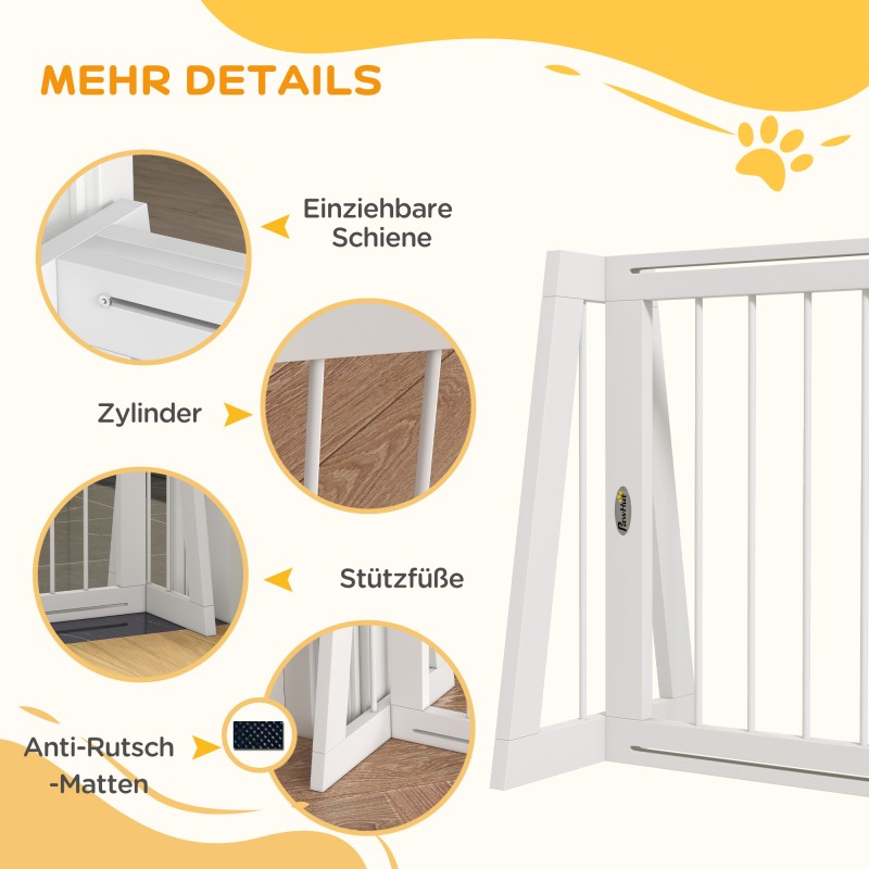 Koiraportti pienille koirille, vapaasti seisova säädettävä puuportti 71–190x38,5x56 cm, valkoinen