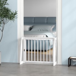 Koiraportti pienille koirille, vapaasti seisova säädettävä puuportti 71–190x38,5x56 cm, valkoinen