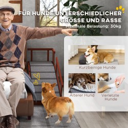 Koiran ramppi kaiteilla mäntypuuta 125x40x56 cm enintään 30 kg ruskea/harmaa