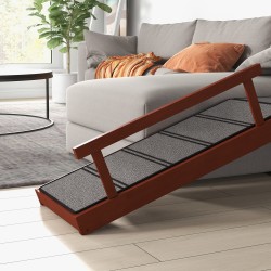 Koiran ramppi kaiteilla mäntypuuta 125x40x56 cm enintään 30 kg ruskea/harmaa