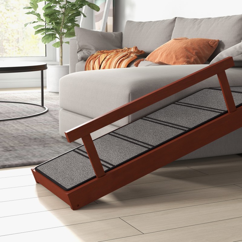 Koiran ramppi kaiteilla mäntypuuta 125x40x56 cm enintään 30 kg ruskea/harmaa