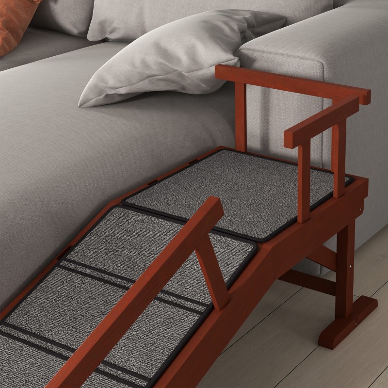 Koiran ramppi kaiteilla mäntypuuta 125x40x56 cm enintään 30 kg ruskea/harmaa