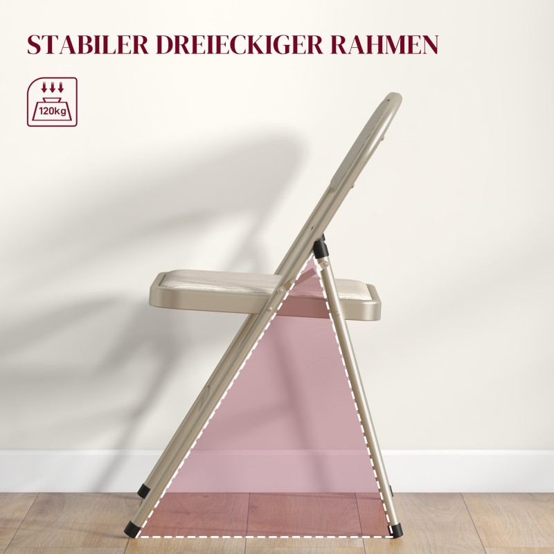 Taittotuolit toimistoon ja vastaanottoon, teräsrunko, pellavamainen kangas, 6 kpl, beige