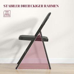 Taittotuoli toimistoon ja odotustilaan, teräsrunko keinonahkaa, 4 kpl, musta