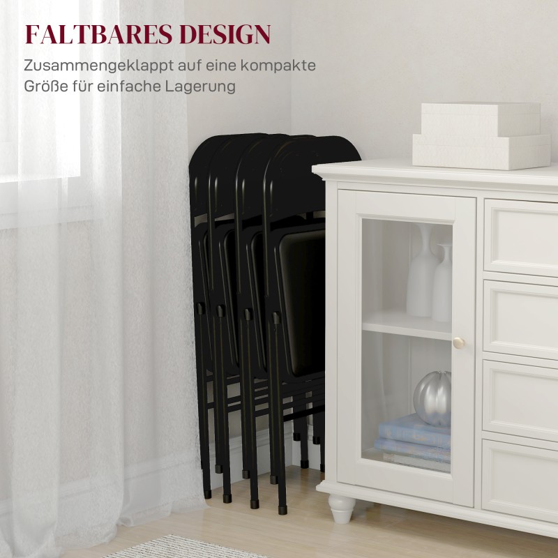 Taittotuoli toimistoon ja odotustilaan, teräsrunko keinonahkaa, 4 kpl, musta