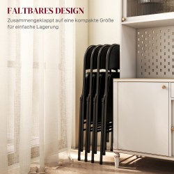 Taittotuolit toimistoon, metallirunko ja pellavapintainen kangas, 4 kpl, musta