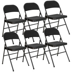 Taittotuoli toimistoon ja odotustilaan teräsrunko pellavapintainen kangas 6 kpl musta