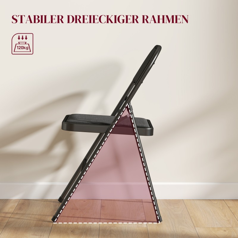 Taittotuoli toimistoon ja odotustilaan, teräsrunko, pellavapintainen kangas, 6 kpl, musta