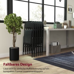 Taittotuoli toimistoon ja odotustilaan, teräsrunko, pellavapintainen kangas, 6 kpl, musta