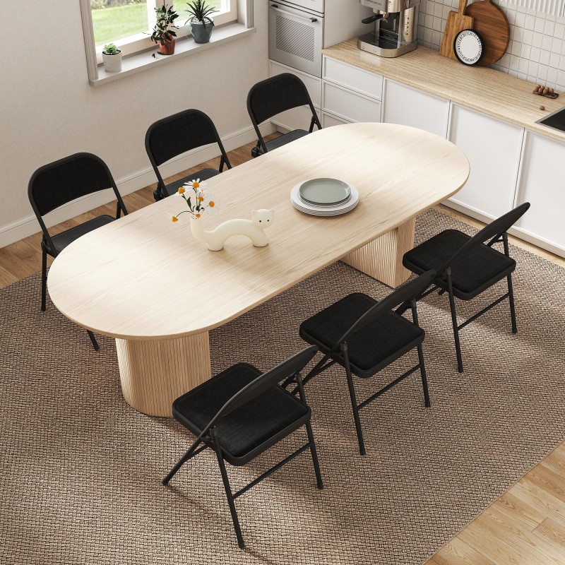 Taittotuoli toimistoon ja odotustilaan, teräsrunko, pellavapintainen kangas, 6 kpl, musta