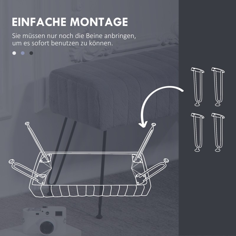 Penkkisohva keinoturkis ja metallijalat 82x30x47 cm harmaa/musta