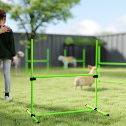 Koiran agility-setti 4 kpl, korkeussäädettävä, muovi, 99 x 65 x 94 cm, vihreä
