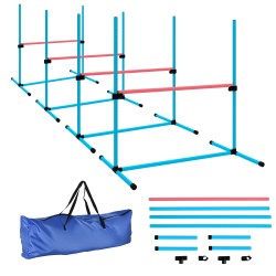 Koiran agility setti 4 osaa korkeussäädettävä rata muovi 99 x 65 x 94 cm vaaleansininen