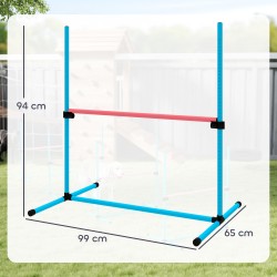 Koiran agility-setti 4 osaa, korkeussäädettävä rata, muovi, 99 x 65 x 94 cm, vaaleansininen