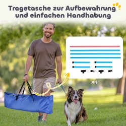 Koiran agility-setti 4 osaa, korkeussäädettävä rata, muovi, 99 x 65 x 94 cm, vaaleansininen